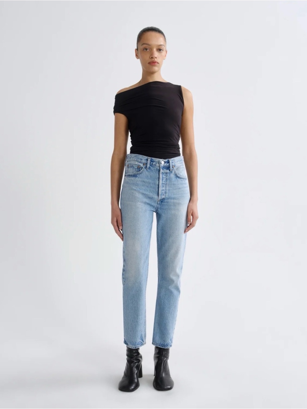 AGOLDE Riley High Rise Long Straight Leg Jeans